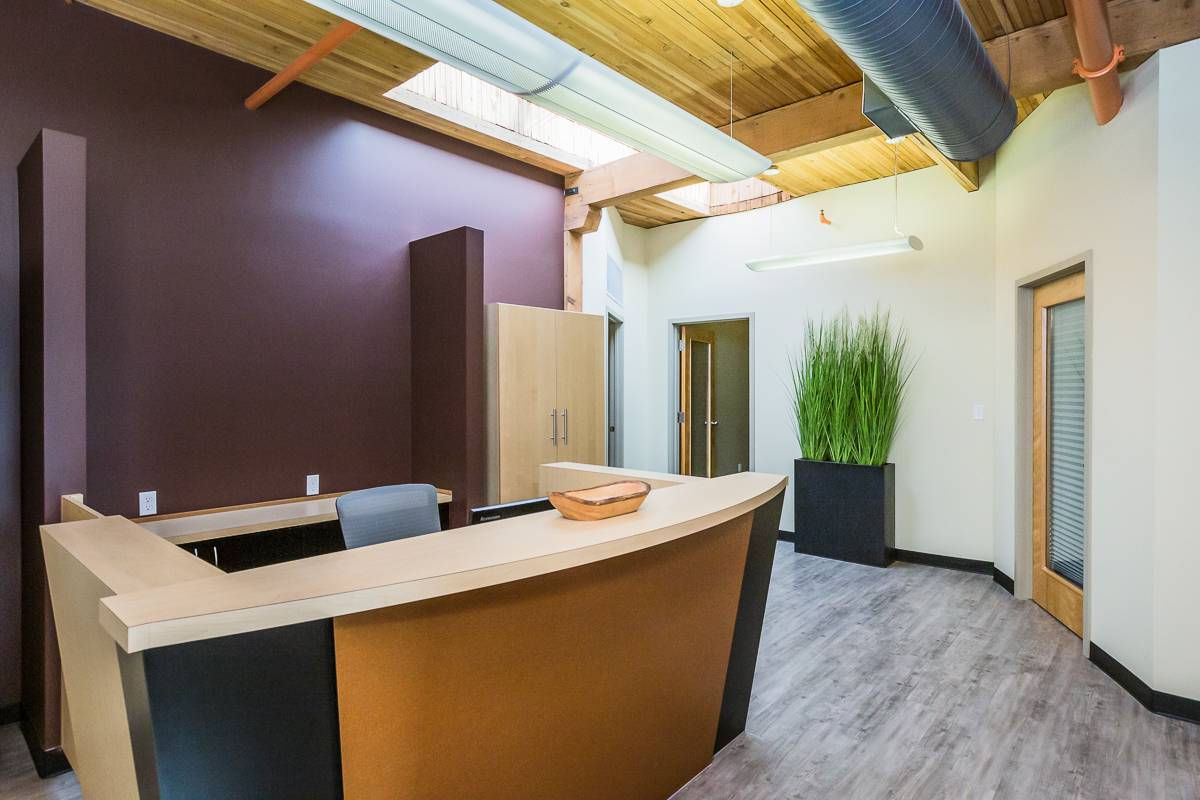 Minimalist office lobby with sleek design