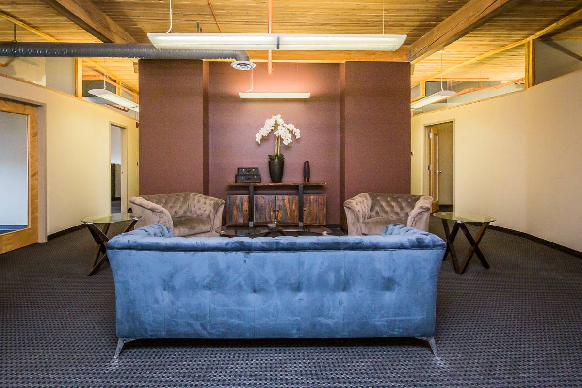 Stylish lounge area with plush sofas