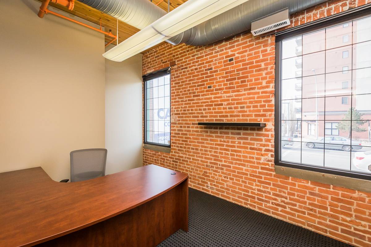 Bright office with large windows