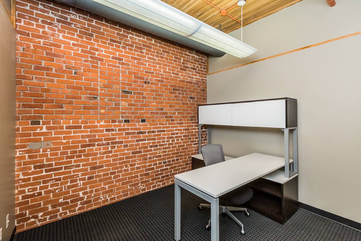 Workspace with exposed brick design